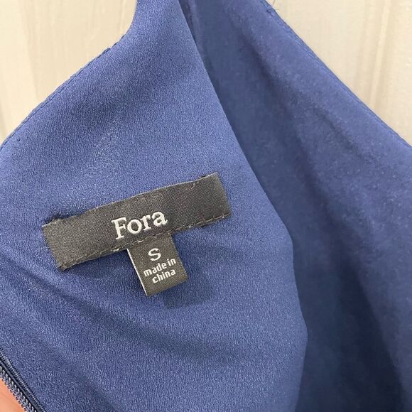 FORA Royal Navy Blue Belted Tie V Neck Romper Women’s Size S - Picture 5 of 8